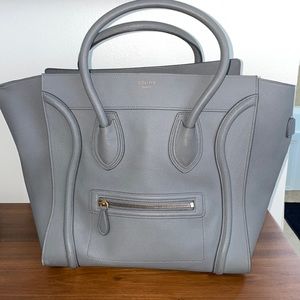 Celine micro luggage handbag in baby drummed calfskin